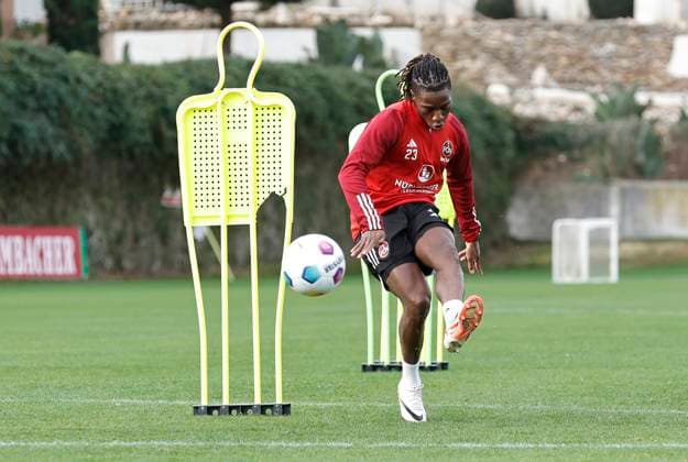 13 01 2024 Soccer 2 Soccer Bundesliga Season 2023 2024 1 FC Nuremberg FCN Club Training Camp Winter Winter Training Camp Marbella Spain Sports Photo Zinc DaMa xdaxmax Joseph Hungbo 23, 1 FC Nuremberg FCN with Goal Shot