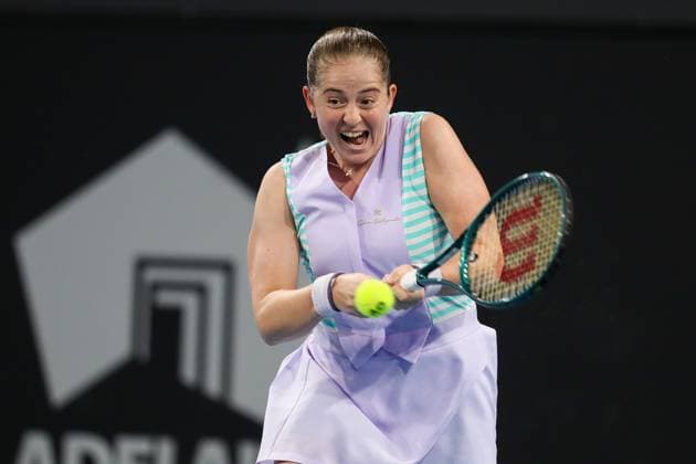 TENNIS ADELAIDE INTERNATIONAL, JeÄ¼ena Ostapenko of Latvia in action against Daria Kasatkina during the Women?s Singles Final match of the 2024 Adelaide International at Memorial Drive Tennis Centre in Adelaide, Saturday, January 13, 2024. ( NO ARCHIVING, EDITORIAL USE ONLY, NO USE IN BOOKS WITHOUT CONSENT ADELAIDE SOUTH AUSTRALIA AUSTRALIA  Copyright: xMATTxTURNERx 20240113001888351019