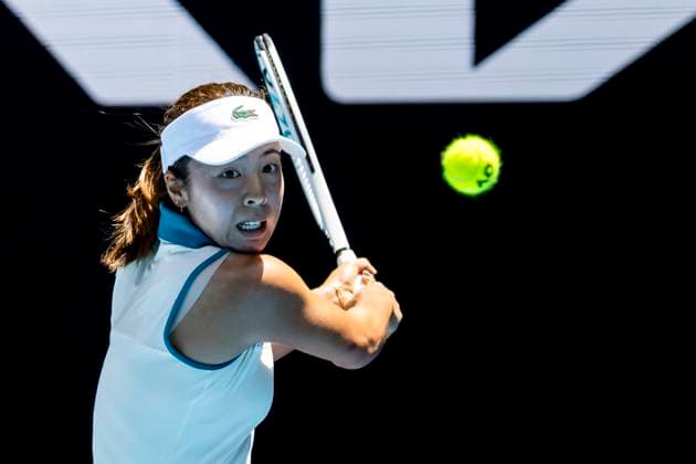 MELBOURNE, VIC - JANUARY 14: Mai Hontama of Japan in action during Round 1 of the 2024 Australian Open on January 14 2024, at Melbourne Park in Melbourne, Australia. (Photo by Jason Heidrich Icon Sportswire) TENNIS: JAN 14 Australian Open EDITORIAL USE ONLY Icon240114069