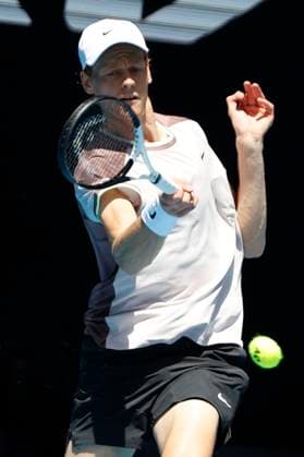 January 14, 2024, Melbourne, Victoria, Australia: Jannik Sinner ( ITA) In action during their round one singles match against Botic Van De Zandschulp (NED) on day one of the 2024 Australian Open at Melbourne Park on January 14, 2024 in Melbourne, Australia. Melbourne Australia - ZUMAl131 20240114_zsp_l131_023 Copyright: xCiroxDexLucax