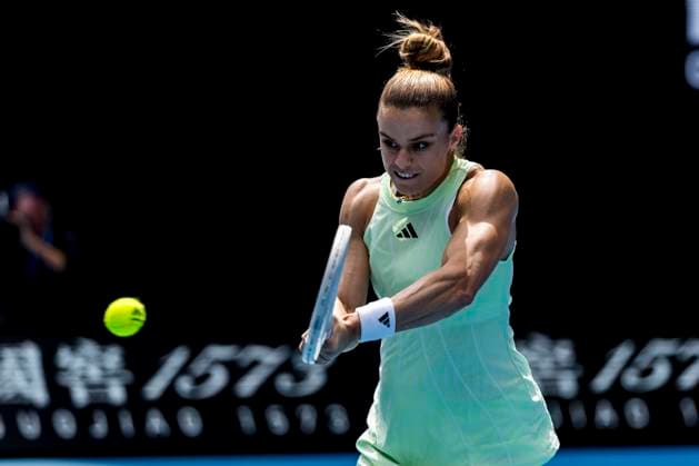 MELBOURNE, VIC - JANUARY 14: Maria Sakkara of Greece in action during Round 1 of the 2024 Australian Open on January 14 2024, at Melbourne Park in Melbourne, Australia. (Photo by Jason Heidrich Icon Sportswire) TENNIS: JAN 14 Australian Open EDITORIAL USE ONLY Icon240114103
