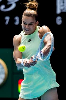 MELBOURNE, VIC - JANUARY 14: Maria Sakkara of Greece in action during Round 1 of the 2024 Australian Open on January 14 2024, at Melbourne Park in Melbourne, Australia. (Photo by Jason Heidrich Icon Sportswire) TENNIS: JAN 14 Australian Open EDITORIAL USE ONLY Icon240114107