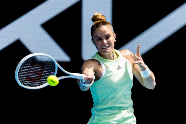 MELBOURNE, VIC - JANUARY 14: Maria Sakkara of Greece in action during Round 1 of the 2024 Australian Open on January 14 2024, at Melbourne Park in Melbourne, Australia. (Photo by Jason Heidrich Icon Sportswire) TENNIS: JAN 14 Australian Open EDITORIAL USE ONLY Icon240114123