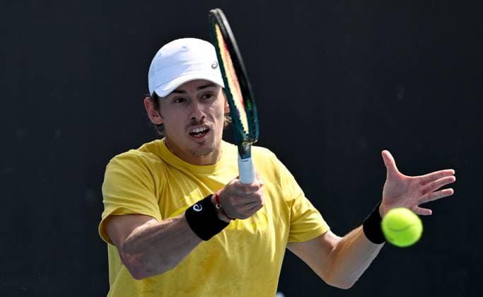 TENNIS AUSTRALIAN OPEN, Alex De Minaur of Australia is seen during a practice session on Day 1 of the 2024 Australian Open at Melbourne Park in Melbourne, Sunday, January 14, 2024. ( NO ARCHIVING, EDITORIAL USE ONLY, NO USE IN BOOKS WITHOUT CONSENT MELBOURNE VICTORIA AUSTRALIA  Copyright: xLUKASxCOCHx 20240114001888773427