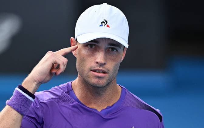 TENNIS AUSTRALIAN OPEN, Christopher O?Connell of Australia gestures during his first round match against Cristian Garin of Chile on Day 1 of the 2024 Australian Open at Melbourne Park in Melbourne, Sunday, January 14, 2024. ( NO ARCHIVING, EDITORIAL USE ONLY, NO USE IN BOOKS WITHOUT CONSENT MELBOURNE VICTORIA AUSTRALIA  Copyright: xJOELxCARRETTx 20240114001888797502