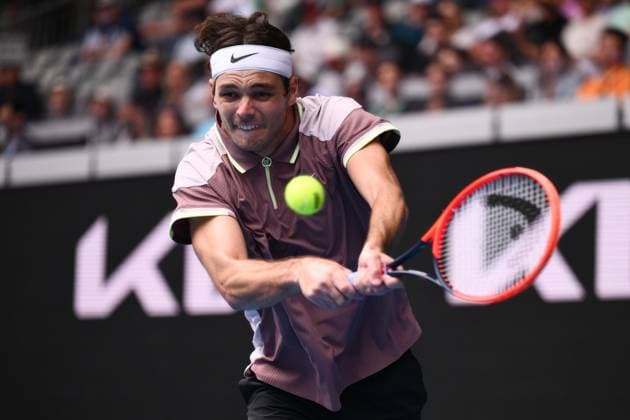 Taylor Fritz (USA) in action during his first round match Australian Open, Day One, Tennis, Melbourne Park, Melbourne, Australia - 14 Jan 2024  Copyright: xJamesxGourley Shutterstockx 14297568gb