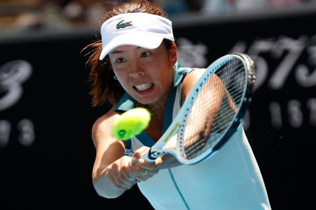 2024 Australian Open - Day 1 Mai Hontana of Japan is in action during her round one singles match against Barbora Krejcikova of the Czech Republic on day one of the 2024 Australian Open at Melbourne Park in Melbourne, Australia, on January 14, 2024. Melbourne Victoria Australia  Copyright: xCiroxDexLucax originalFilename:deluca-2024aust240114_npKlG.jpg