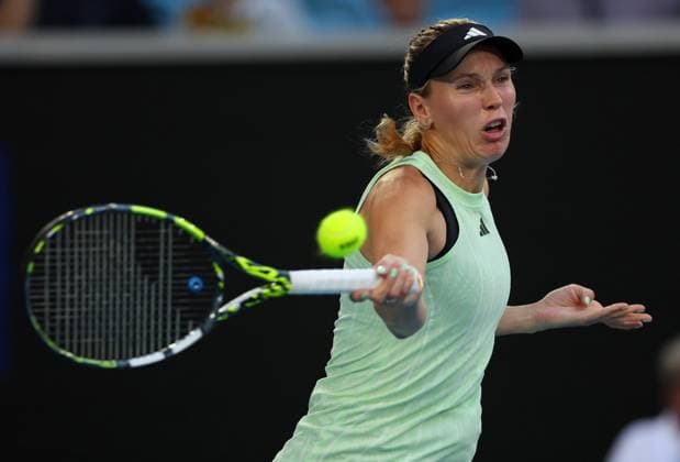 Caroline Wozniacki of Denmark in action Australian Open, Day One, Tennis, Melbourne Park, Melbourne, Australia - 14 Jan 2024  Copyright: xEllaxLing Shutterstockx 14297566by