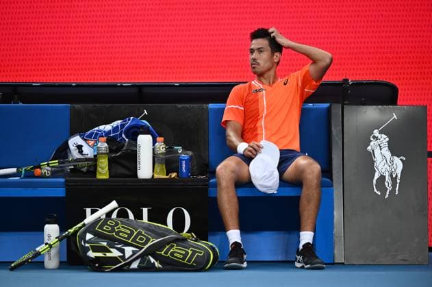 TENNIS AUSTRALIAN OPEN, Jason Kubler of Australia looks on between games during his first round match against Daniel Elahi Galan of Chile on Day 1 of the 2024 Australian Open at Melbourne Park in Melbourne, Sunday, January 14, 2024. ( NO ARCHIVING, EDITORIAL USE ONLY, NO USE IN BOOKS WITHOUT CONSENT MELBOURNE VICTORIA AUSTRALIA  Copyright: xJOELxCARRETTx 20240114001888819295