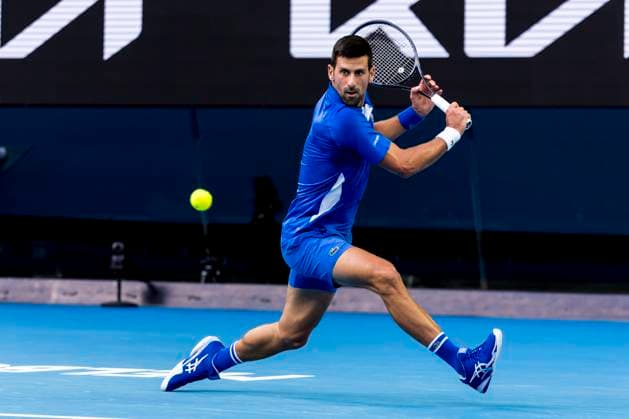 MELBOURNE, VIC - JANUARY 14: Novak Djokovic of Serbia in action during Round 1 of the 2024 Australian Open on January 14 2024, at Melbourne Park in Melbourne, Australia. (Photo by Jason Heidrich Icon Sportswire) TENNIS: JAN 14 Australian Open EDITORIAL USE ONLY Icon240114238