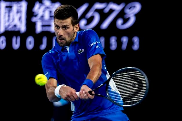 MELBOURNE, VIC - JANUARY 14: Novak Djokovic of Serbia in action during Round 1 of the 2024 Australian Open on January 14 2024, at Melbourne Park in Melbourne, Australia. (Photo by Jason Heidrich Icon Sportswire) TENNIS: JAN 14 Australian Open EDITORIAL USE ONLY Icon240114265