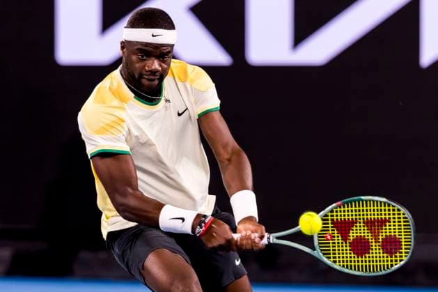 MELBOURNE, VIC - JANUARY 14: Frances Tiafoe of the United States of America in action during Round 1 of the 2024 Australian Open on January 14 2024, at Melbourne Park in Melbourne, Australia. (Photo by Jason Heidrich Icon Sportswire) TENNIS: JAN 14 Australian Open EDITORIAL USE ONLY Icon240114279