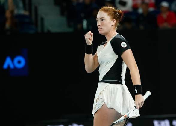 Ella Seidel makes a fist and cheers, cheers, joy, emotion Australian Open 2024, Melbourne Park, Melbourne, Victoria, Australia Copyright: xJuergenxHasenkopfx