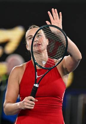 TENNIS AUSTRALIAN OPEN, Aryna Sabalenka of Belarus celebrates her first round win against Germany s Ella Seidel on Day 1 of the 2024 Australian Open at Melbourne Park in Melbourne, Sunday, January 14, 2024. ( NO ARCHIVING, EDITORIAL USE ONLY, NO USE IN BOOKS WITHOUT CONSENT MELBOURNE VICTORIA AUSTRALIA  Copyright: xLUKASxCOCHx 20240115001888895459
