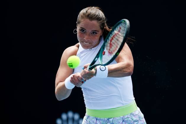 January 14, 2024, Melbourne, Victoria, Australia: MELBOURNE, AUSTRALIA - JANUARY 14: Jodie Burrage of United Kingdom plays Tamara Korpatsch of Germany pon Day 1 of the 2024 Australian Open at Melbourne Park on January 14, 2024 in Melbourne, Australia. Melbourne Australia - ZUMAp121 20240114_zsp_p121_113 Copyright: xChrisxPutnamx
