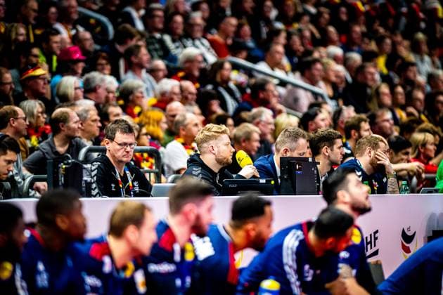 Handball I Men I Euro 2024 I Preliminary round I Group A I Switzerland France I 14 01 2024 Kevin Gerwin Stadium announcer Berlin Mercedes Benz Arena Berlin Germany Copyright: xLobeca Krausex