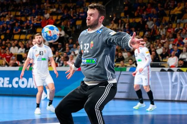 Munich, Germany Handball European Championship 2024 Preliminary Round Group C Serbia Hungary Hungarys goalkeeper Kristof Palasics Munich Olympic Hall Bavaria Germany