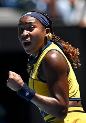 TENNIS AUSTRALIAN OPEN, Coco Gauff of the USA reacts after winning the first set of her first round match against Anna Karolina Schmiedlova of Slovakia on Day 2 of the 2024 Australian Open at Melbourne Park in Melbourne, Monday, January 15, 2024. ( NO ARCHIVING, EDITORIAL USE ONLY, NO USE IN BOOKS WITHOUT CONSENT MELBOURNE VICTORIA AUSTRALIA  Copyright: xLUKASxCOCHx 20240115001889167302