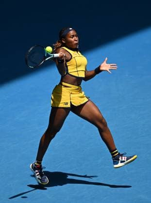 TENNIS AUSTRALIAN OPEN, Coco Gauff of the USA returns during her first round match against Anna Karolina Schmiedlova of Slovakia on Day 2 of the 2024 Australian Open at Melbourne Park in Melbourne, Monday, January 15, 2024. ( NO ARCHIVING, EDITORIAL USE ONLY, NO USE IN BOOKS WITHOUT CONSENT MELBOURNE VICTORIA AUSTRALIA  Copyright: xLUKASxCOCHx 20240115001889167897