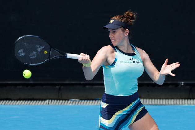 January 15, 2024: LINDA NOSKOVA of the Czech Republic in action against 31st seed MARIE BOUZKOVA of the Czech Republic on Court 3 in a Women s Singles 1st round match on day 2 of the 2024 Australian Open in Melbourne, Australia. Cal Media USA - ZUMAc04_ 20240115_faf_c04_009 Copyright: xSydneyxLowx