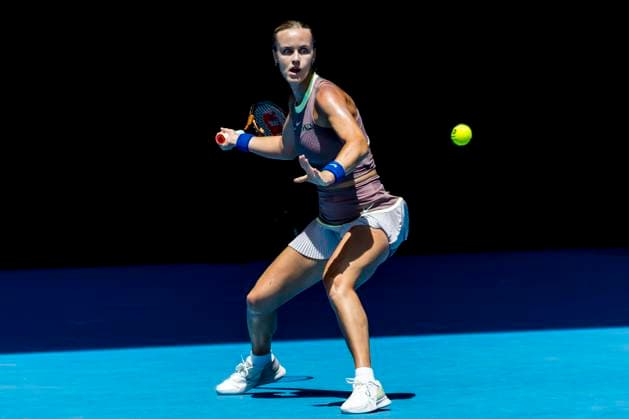MELBOURNE, VIC - JANUARY 15: Anne Karolina Schmiedlova of Slovakia in action during Round 1 of the 2024 Australian Open on January 15 2024, at Melbourne Park in Melbourne, Australia. (Photo by Jason Heidrich Icon Sportswire) TENNIS: JAN 15 Australian Open EDITORIAL USE ONLY Icon240115045