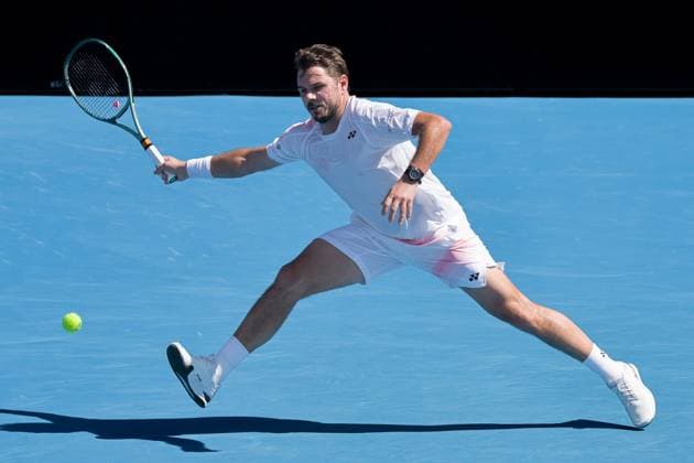 January 15, 2024: STAN WAWRINKA of Switzerland in action against 20th seed ADRIAN MANNARINO of France on KIA Arena in a Men s Singles 1st round match on day 2 of the 2024 Australian Open in Melbourne, Australia. Cal Media USA - ZUMAc04_ 20240115_faf_c04_034 Copyright: xSydneyxLowx