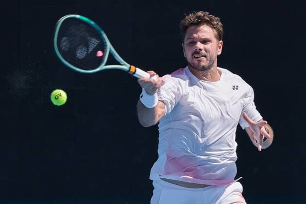 January 15, 2024: STAN WAWRINKA of Switzerland in action against 20th seed ADRIAN MANNARINO of France on KIA Arena in a Men s Singles 1st round match on day 2 of the 2024 Australian Open in Melbourne, Australia. Cal Media USA - ZUMAc04_ 20240115_faf_c04_041 Copyright: xSydneyxLowx