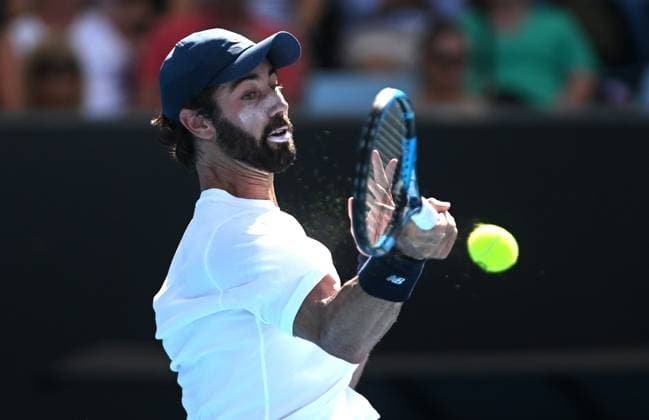 TENNIS AUSTRALIAN OPEN, Jordan Thompson of Australia returns during his first round match against Aleksandar Vukic of Australia on Day 2 of the 2024 Australian Open at Melbourne Park in Melbourne, Monday, January 15, 2024. ( NO ARCHIVING, EDITORIAL USE ONLY, NO USE IN BOOKS WITHOUT CONSENT MELBOURNE VICTORIA AUSTRALIA  Copyright: xLUKASxCOCHx 20240115001889218906
