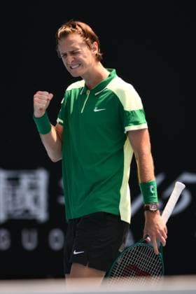Sebastian Korda (USA) celebrates during his first round match Australian Open, Day Two, Tennis, Melbourne Park, Melbourne, Australia - 15 Jan 2024  Copyright: xJamesxGourley Shutterstockx 14297582k