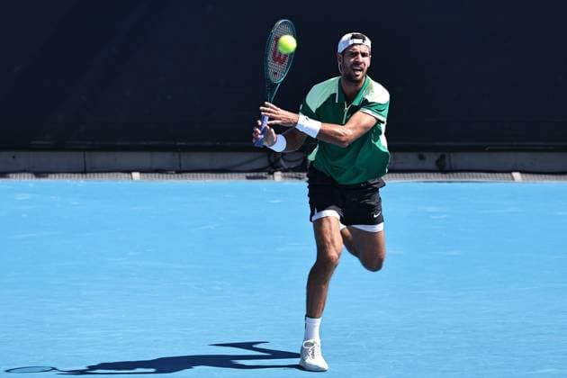 Karen Khachanov, RUS, during first round of 2024 Australian Open in Melbourne, 15 01 2023