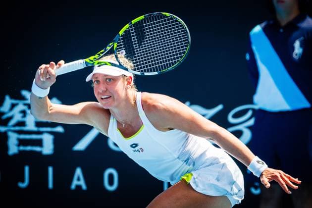 Belgian Yanina Wickmayer pictured in action during a tennis match against French Gracheva, in round 1 of the women s singles tournament at the Australian Open Grand Slam, Monday 15 January 2024 in Melbourne Park, Melbourne, Australia. The 2024 edition of the Australian Grand Slam takes place from January 14th to January 28th. PATRICKxHAMILTON  x84010501x