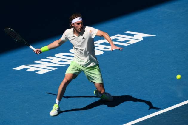Stefanos Tsitsipas (GRE) in action during his first round match Australian Open, Day Two, Tennis, Melbourne Park, Melbourne, Australia - 15 Jan 2024  Copyright: xJamesxGourley Shutterstockx 14297582dl