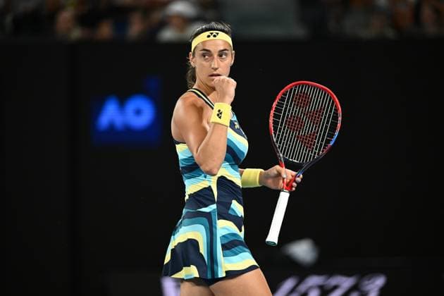 TENNIS AUSTRALIAN OPEN, Caroline Garcia of France reacts during her first round match against Naomi Osaka of Japan on Day 2 of the 2024 Australian Open at Melbourne Park in Melbourne, Monday, January 15, 2024. ( NO ARCHIVING, EDITORIAL USE ONLY, NO USE IN BOOKS WITHOUT CONSENT MELBOURNE VICTORIA AUSTRALIA  Copyright: xJOELxCARRETTx 20240115001889287925
