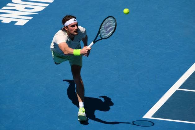 Stefanos Tsitsipas (GRE) in action during his first round match Australian Open, Day Two, Tennis, Melbourne Park, Melbourne, Australia - 15 Jan 2024  Copyright: xJamesxGourley Shutterstockx 14297582cl