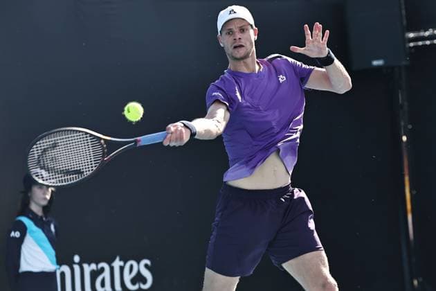 Yannick Hanfmann, GER, during first round of 2024 Australian Open in Melbourne, 15 01 2023