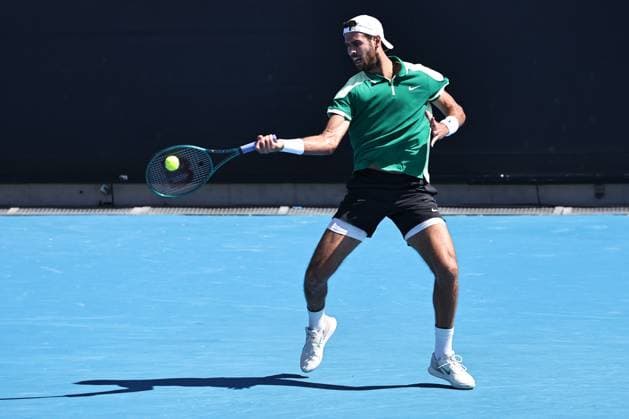 Karen Khachanov, RUS, during first round of 2024 Australian Open in Melbourne, 15 01 2023