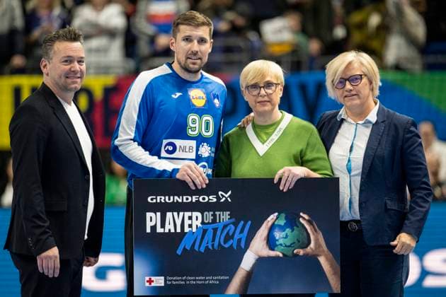 15 01 2024 Handball Men EHF EM 2024 Norway Slovenia Urban Lesjak Torhueter, Slovenia Berlin Mercedes Benz Arena Berlin Berlin Germany KlausTrotter 20240115 7128