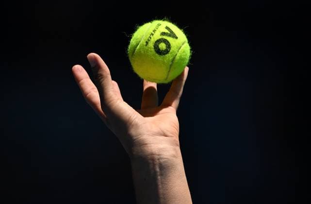 TENNIS AUSTRALIAN OPEN, A tennis ball is caught during play on Day 3 of the 2024 Australian Open at Melbourne Park in Melbourne, Tuesday, January 16, 2024. ( NO ARCHIVING, EDITORIAL USE ONLY, NO USE IN BOOKS WITHOUT CONSENT MELBOURNE VICTORIA AUSTRALIA  Copyright: xLUKASxCOCHx 20240116001889593350