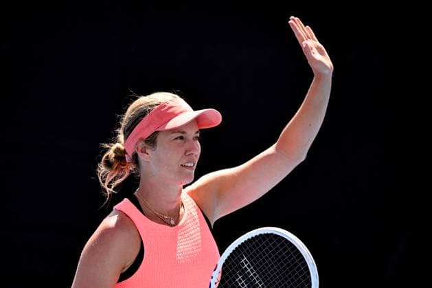 TENNIS AUSTRALIAN OPEN, Danielle Collins of the USA celebrates her win over Angelique Kerber of Germany on Day 3 of the 2024 Australian Open at Melbourne Park in Melbourne, Tuesday, January 16, 2024. ( NO ARCHIVING, EDITORIAL USE ONLY, NO USE IN BOOKS WITHOUT CONSENT MELBOURNE VICTORIA AUSTRALIA  Copyright: xJAMESxROSSx 20240116001889633754
