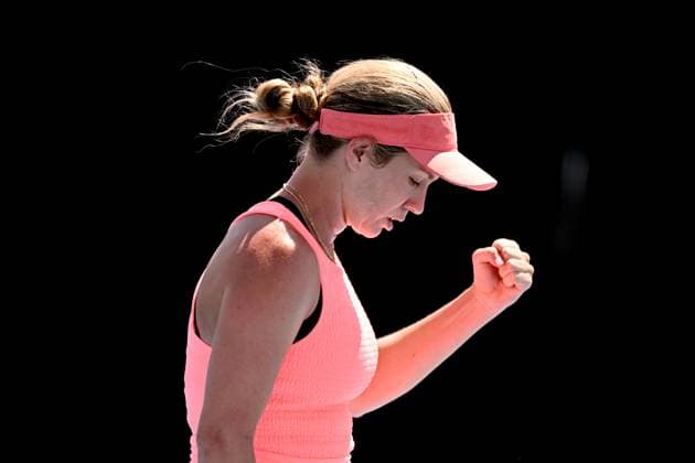 TENNIS AUSTRALIAN OPEN, Danielle Collins of the USA celebrates her win over Angelique Kerber of Germany on Day 3 of the 2024 Australian Open at Melbourne Park in Melbourne, Tuesday, January 16, 2024. ( NO ARCHIVING, EDITORIAL USE ONLY, NO USE IN BOOKS WITHOUT CONSENT MELBOURNE VICTORIA AUSTRALIA  Copyright: xJAMESxROSSx 20240116001889634007
