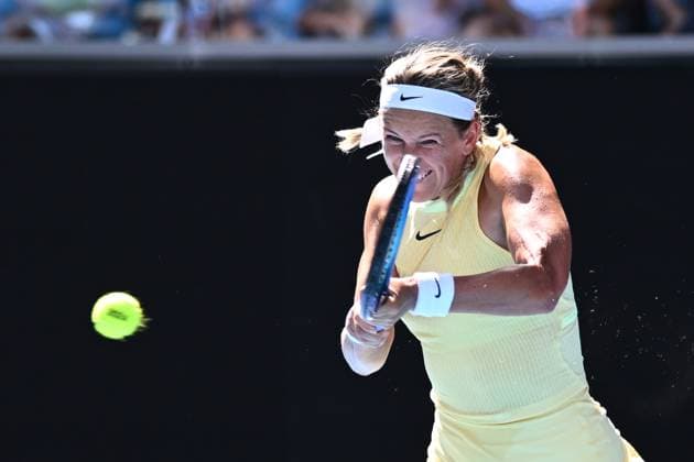 TENNIS AUSTRALIAN OPEN, Victoria Azarenka of Belarus returns during her round 1 match against Camila Giogi of Italy on Day 3 of the 2024 Australian Open at Melbourne Park in Melbourne, Tuesday, January 16, 2024. ( NO ARCHIVING, EDITORIAL USE ONLY, NO USE IN BOOKS WITHOUT CONSENT MELBOURNE VICTORIA AUSTRALIA  Copyright: xJOELxCARRETTx 20240116001889640168