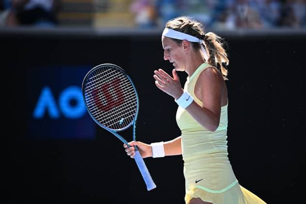TENNIS AUSTRALIAN OPEN, Victoria Azarenka of Belarus reacts during her round 1 match against Camila Giogi of Italy on Day 3 of the 2024 Australian Open at Melbourne Park in Melbourne, Tuesday, January 16, 2024. ( NO ARCHIVING, EDITORIAL USE ONLY, NO USE IN BOOKS WITHOUT CONSENT MELBOURNE VICTORIA AUSTRALIA  Copyright: xJOELxCARRETTx 20240116001889640819