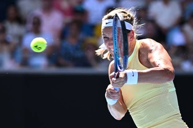 TENNIS AUSTRALIAN OPEN, Victoria Azarenka of Belarus returns during her round 1 match against Camila Giogi of Italy on Day 3 of the 2024 Australian Open at Melbourne Park in Melbourne, Tuesday, January 16, 2024. ( NO ARCHIVING, EDITORIAL USE ONLY, NO USE IN BOOKS WITHOUT CONSENT MELBOURNE VICTORIA AUSTRALIA  Copyright: xJOELxCARRETTx 20240116001889640855