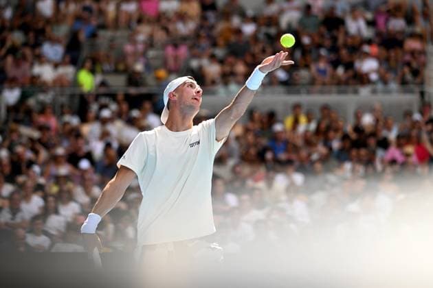 TENNIS AUSTRALIAN OPEN, Thanasi Kokkinakis of Australia serves during his round 1 match against Sebastian Ofner of Austria on Day 3 of the 2024 Australian Open at Melbourne Park in Melbourne, Tuesday, January 16, 2024. ( NO ARCHIVING, EDITORIAL USE ONLY, NO USE IN BOOKS WITHOUT CONSENT MELBOURNE VICTORIA AUSTRALIA  Copyright: xJAMESxROSSx 20240116001889647419