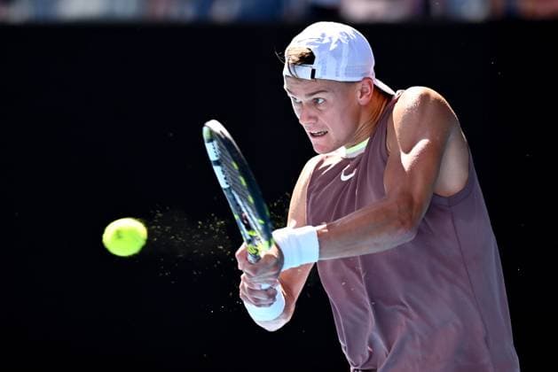TENNIS AUSTRALIAN OPEN, Holger Rune of Denmark returns during his round 1 match against Yoshihito Nishioka of Japan on Day 3 of the 2024 Australian Open at Melbourne Park in Melbourne, Tuesday, January 16, 2024. ( NO ARCHIVING, EDITORIAL USE ONLY, NO USE IN BOOKS WITHOUT CONSENT MELBOURNE VICTORIA AUSTRALIA  Copyright: xJOELxCARRETTx 20240116001889648083