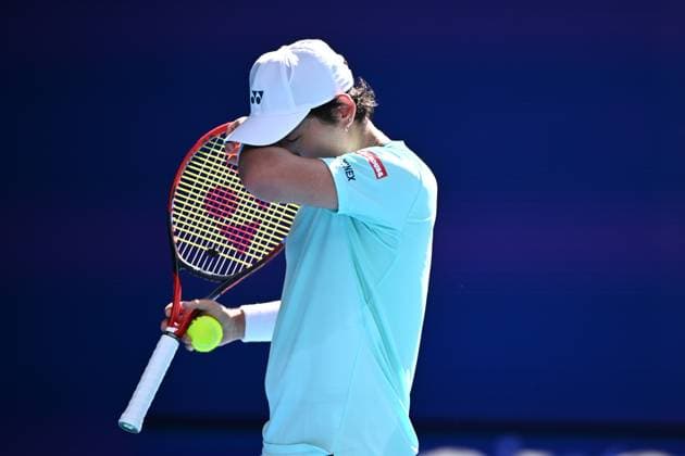 TENNIS AUSTRALIAN OPEN, Yoshihito Nishioka of Japan reacts during his round 1 match against Holger Rune of Denmark on Day 3 of the 2024 Australian Open at Melbourne Park in Melbourne, Tuesday, January 16, 2024. ( NO ARCHIVING, EDITORIAL USE ONLY, NO USE IN BOOKS WITHOUT CONSENT MELBOURNE VICTORIA AUSTRALIA  Copyright: xJOELxCARRETTx 20240116001889648249