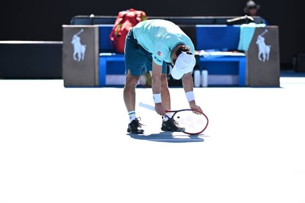 TENNIS AUSTRALIAN OPEN, Yoshihito Nishioka of Japan reacts during his round 1 match against Holger Rune of Denmark on Day 3 of the 2024 Australian Open at Melbourne Park in Melbourne, Tuesday, January 16, 2024. ( NO ARCHIVING, EDITORIAL USE ONLY, NO USE IN BOOKS WITHOUT CONSENT MELBOURNE VICTORIA AUSTRALIA  Copyright: xJOELxCARRETTx 20240116001889650708