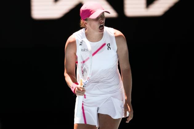 Iga Swiatek (POL) celebrates during her first round match Australian Open, Day Two, Tennis, Melbourne Park, Melbourne, Australia - 16 Jan 2024  Copyright: xJamesxGourley Shutterstockx 14302243bk