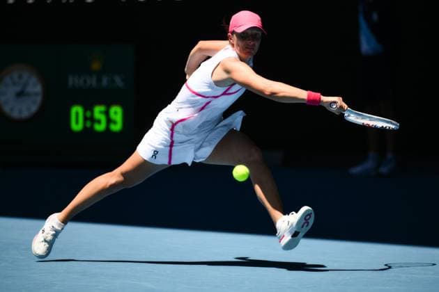 Iga Swiatek (POL) in action during her first round match Australian Open, Day Two, Tennis, Melbourne Park, Melbourne, Australia - 16 Jan 2024  Copyright: xJamesxGourley Shutterstockx 14302243bd