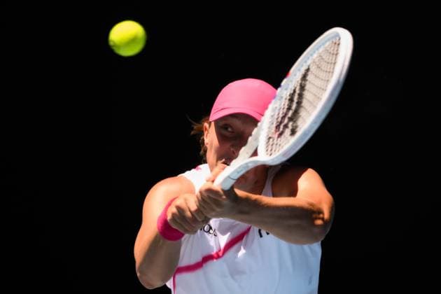 Iga Swiatek (POL) in action during her first round match Australian Open, Day Two, Tennis, Melbourne Park, Melbourne, Australia - 16 Jan 2024  Copyright: xJamesxGourley Shutterstockx 14302243ax